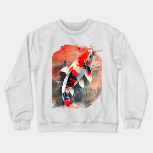 Koi Pond: Showa Sanshoku Koi captivating in their endless variety on a light (Knocked Out) background Crewneck Sweatshirt